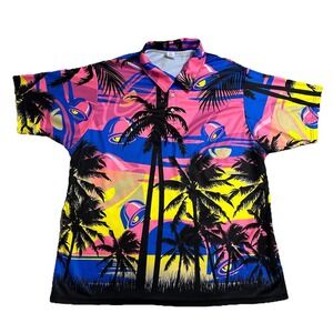 Taco Bell Hawaiian Golf Polo Shirt Mens XXL Colorful AOP Palm Trees Garment One